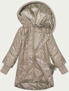 Dámská prošívaná bunda ve velbloudí barvě s ozdobnými stahovacími lemy S'West (B8345-12)