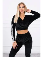 Velurová souprava s nápisem Queen black