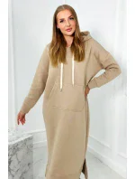 Dlouhé šaty s kapucí světle béžová Dlouhé šaty s kapucí světle béžová