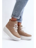 Zazoo 3392/X Dámské Kožené Sportovní Boty na Platformě Beige