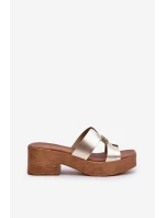 Zazoo 40412 Kožené Elegantní Dámské Žabky S Ozdobou Zlaté