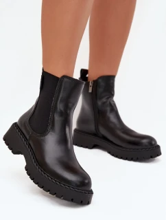 Kožené dámské botky s zipem Big Star OO274109 černé