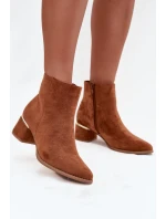 Dámské kotníkové boty na podpatku se zlatým prvkem zateplené Camel Nolessa