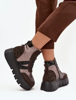 Dámské zateplené kotníkové boty na platformě Vinceza 58562 hnědé