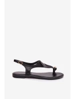 Dámské sandály na nízkém podpatku se zlatým detailem Černé Talorina