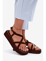 Sandály na platformě s zlatým detailem čokoládové Olmira