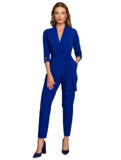 S316 Overal se šálovým límcem - královská modř