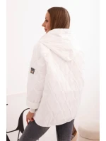 Dámská prošívaná bunda s kapucí bílá