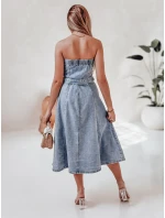Džínové midi šaty s páskem SUMMER SKY blue FashionStreet EY2585
