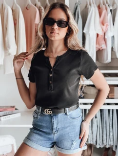 Dámská žebrovaná halenka KISS LOOK černá FashionStreet RY2833