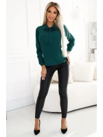 140-24 Služební halenka s dlouhým rukávem a zavazováním vpředu - ZELENÁ