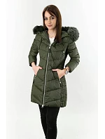 Dámská dlouhá prošívaná zimní bunda khaki (7689)