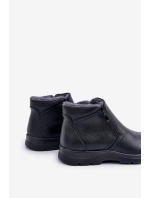 Zateplené pánské boty z eko kůže černé Daniello