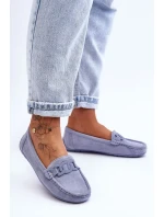 Dámské módní semišové mokasíny modré Rabell
