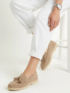 Dámské semišové béžové mokasíny FashionStreet ZY1357