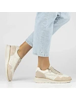 Filippo DP7605 kožené dámské ažurové béžové tenisky na platformách