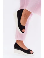 Dámské sandály na platformě z eko semiše černé Velira