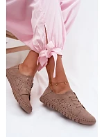 Prodyšné semišové polobotky tmavě béžové Flaria