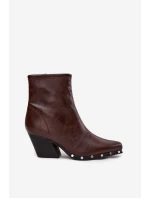 Dámské kovbojské botky Abrielle – na sloupkovém podpatku, hnědé