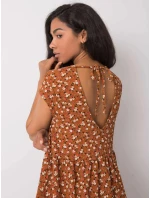 Dámské šaty D50051Z30268 001 Hnědá s květy - FPrice Dámské šaty D50051Z30268 001 Hnědá s květy - FPrice