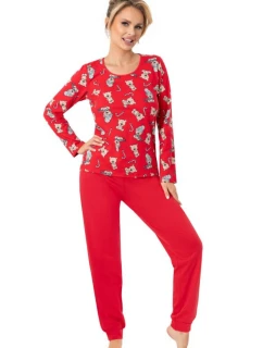 PIŻAMA DAMSKA BEAR long RED S