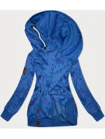 Světle modrá hrubší mikina se šikmým zipem a se vzorem kotev (2308)