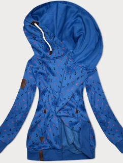 Světle modrá hrubší mikina se šikmým zipem a se vzorem kotev (2308)