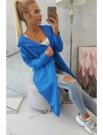 Dlouhý kabát s kapucí chrpově modrý