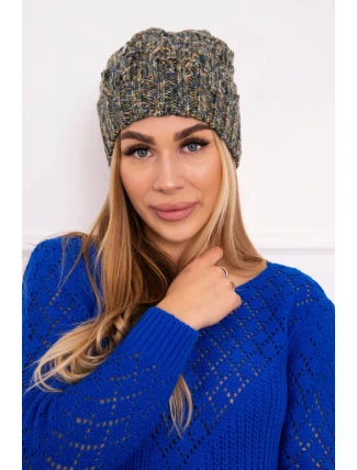 Fleecová čepice Roksana K209 denim+yellow