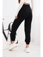 Dámské bavlněné kalhoty s gumou v pase černé