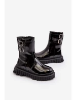 Dětské lakované boty se spony černé Chloraia