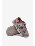 Dětské pantofle Milami na suchý zip šedé dopravní prostředky Reathiana