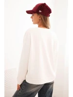 Dámská bavlněná mikina s potiskem kočky a nápisem ecru