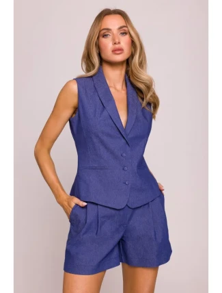 M859 Džínová vesta - modrá