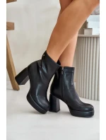 Kotníkové boty na podpatku z přírodní kůže GOE černé Kotníkové boty na podpatku z přírodní kůže GOE černé