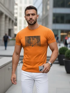 Pánské oranžové tričko s potiskem FashionStreet NX5014R