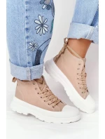 Dámské Vysoké Tenisky Na Velké Podrážce Světle Hnědá Trissy Dámské Vysoké Tenisky Na Velké Podrážce Světle Hnědá Trissy