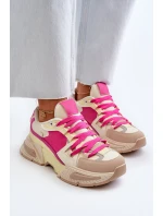 Dámská módní šněrovací sportovní obuv Béžovo-růžová Chillout!