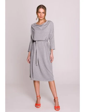 S403 Úpletové šaty nadměrné velikosti - šedé