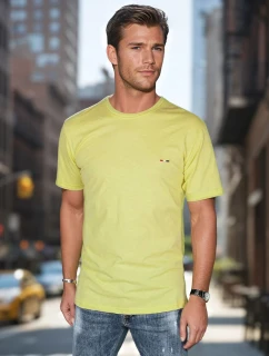 Pánské tričko s výšivkou žluté FashionStreet RX5636