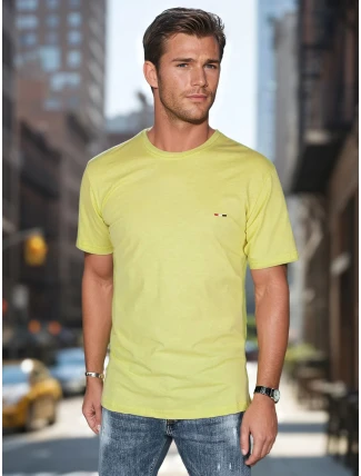 Pánské tričko s výšivkou žluté FashionStreet RX5636