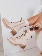 Dámské semišové šněrovací boty béžové FashionStreet ZY1235 Dámské semišové šněrovací boty béžové FashionStreet ZY1235
