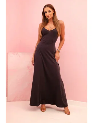 Dámské šaty na ramínka s rozšířeným spodkem grafitová Dámské šaty na ramínka s rozšířeným spodkem grafitová