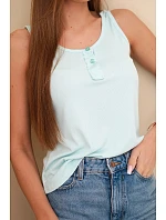 Dámská žebrovaná halenka na ramínkách s knoflíkem mátová Dámská žebrovaná halenka na ramínkách s knoflíkem mátová