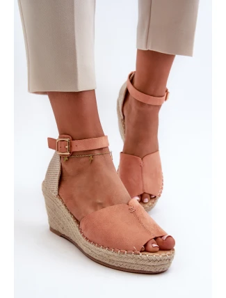 Pohodlné dámské sandály na klínu Světle růžová Dellia