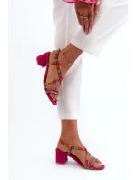 Sametové sandály na nízkém podpatku Maciejka 06653-15 Fuksja