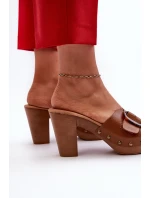 Dámské klínové sandály s prstencem hnědé Betinna