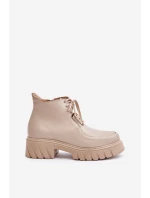 Zazoo 2952 Kožené Boty Se Zlatou Dekorací Béžové