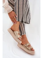 Dámské Sandały Na Platformě S Přezkami A Pleteninou Khaki Limme