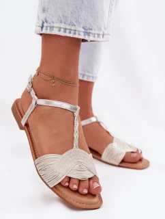 Dámské stříbrné ploché sandály Nexora